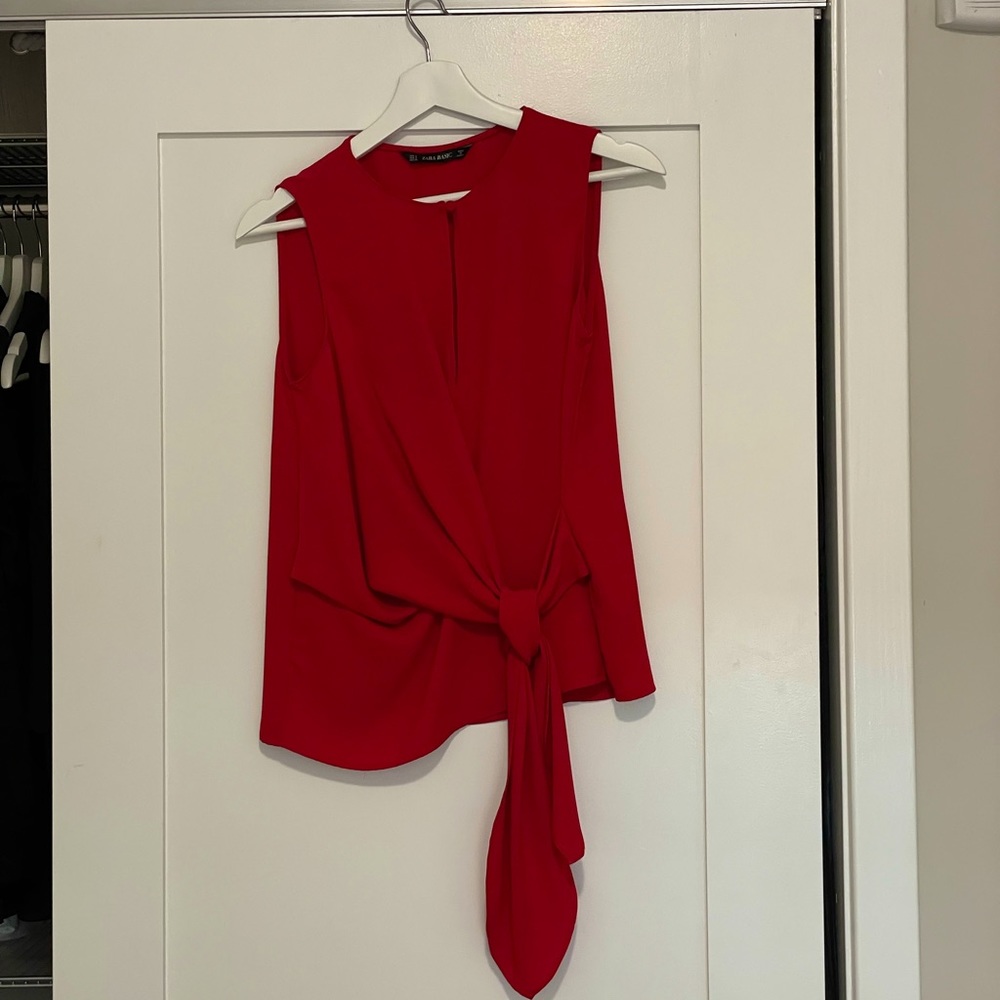 Zara Deep Red Basic Blouse